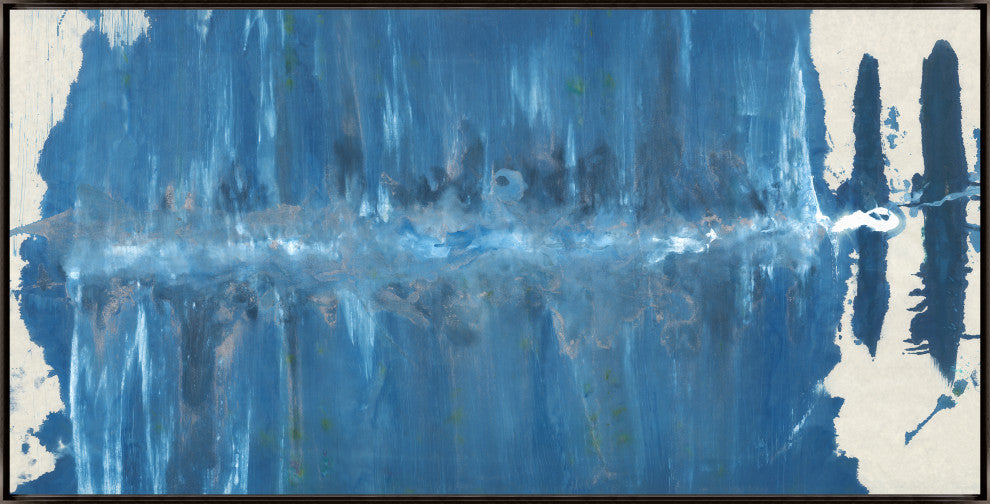 60x30 Morning Swim, Framed Artwork, Espresso