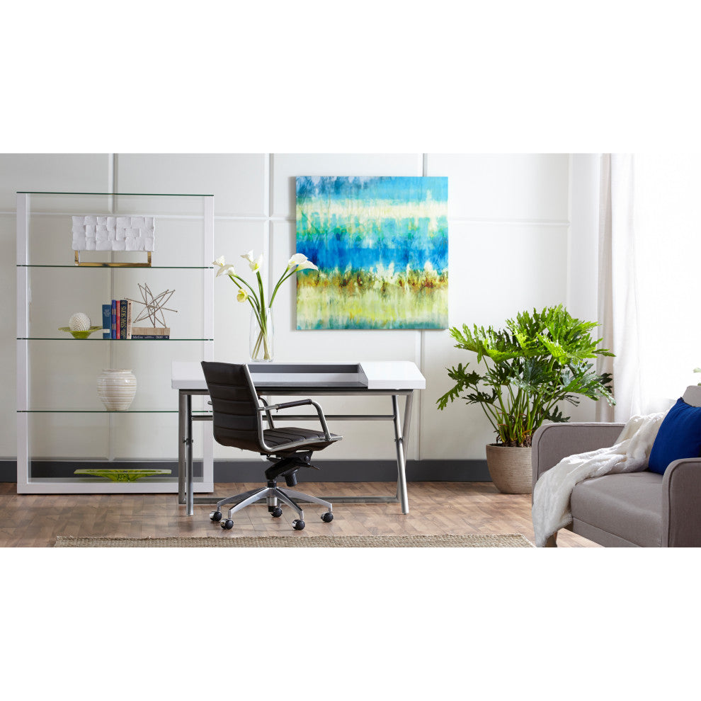 Axel Low Back Office Chair, Black With Aluminum Base