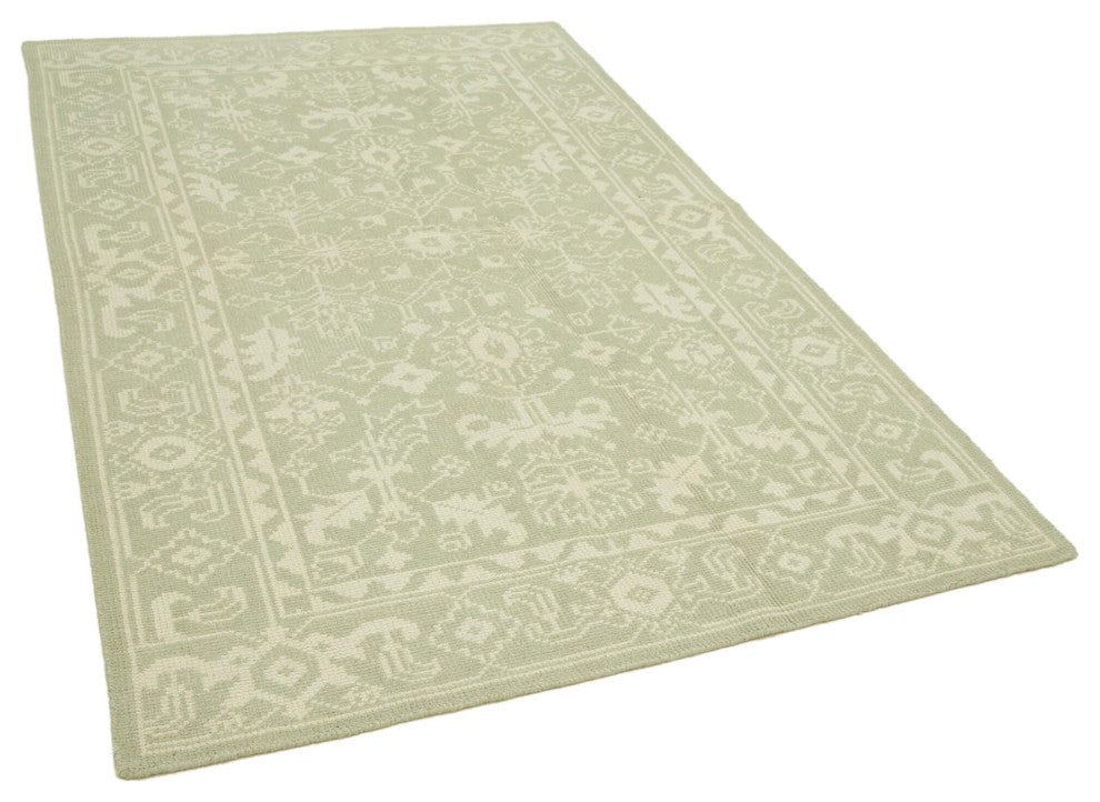 Rug N Carpet - Hand-Knotted Oriental 5' 0" x 8' 0" Unique Beige Oushak Rug