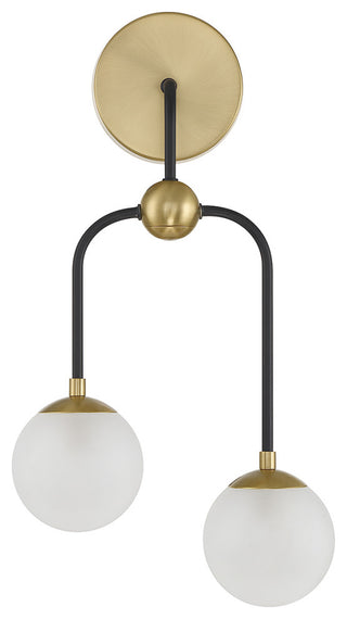 Couplet 2-Light Wall Sconce, Matte Black With Warm Brass Accents