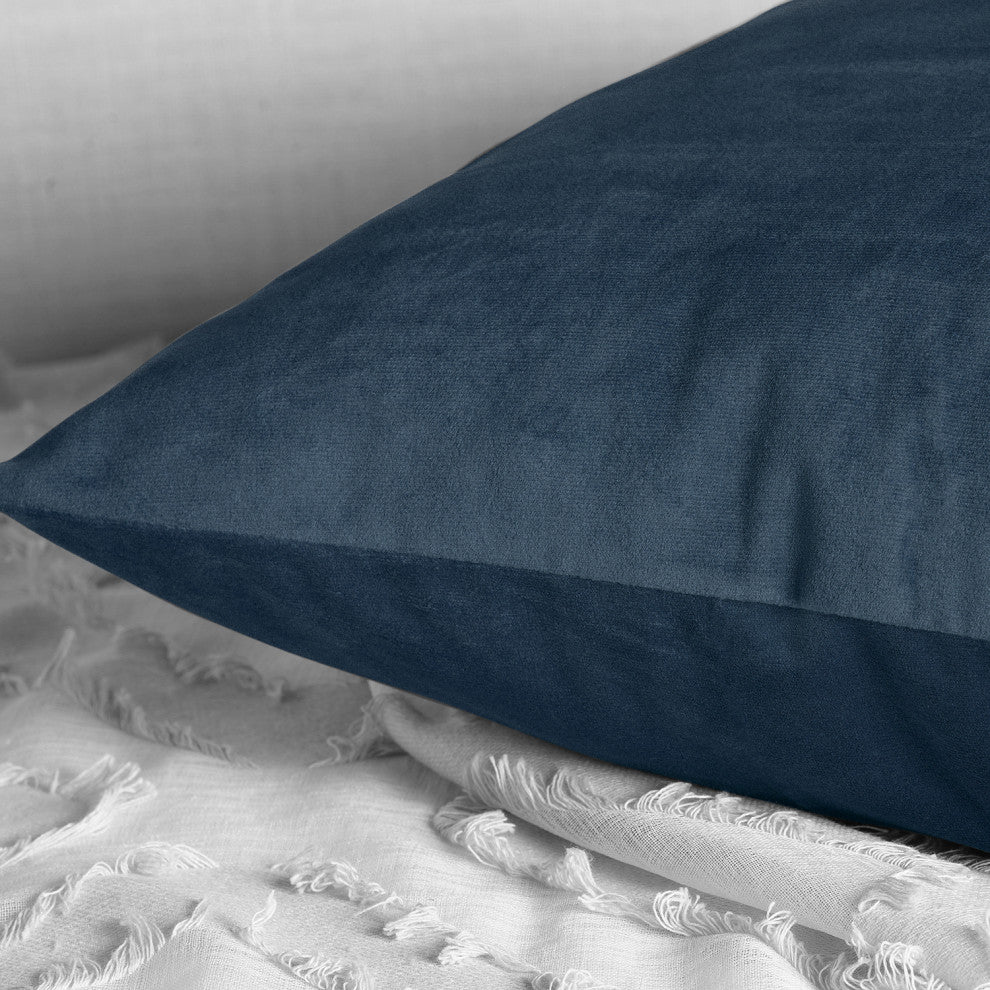 Heritage Plush Velvet Cushion Cover Pair, London Blue, 18w X 18l