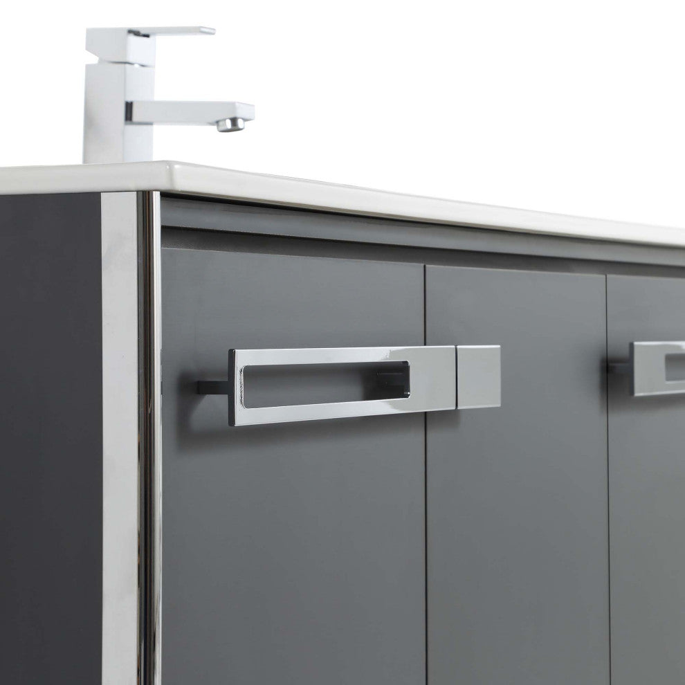 Oakville Wall Mount Bathroom Vanity, Onix Grey, 42", Chrome Hardware