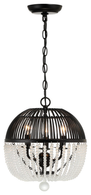 Duval Three Light Mini Chandelier in Matte Black