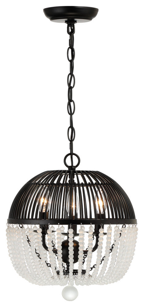 Duval Three Light Mini Chandelier in Matte Black