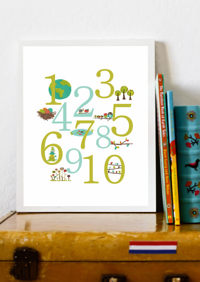 Nature Themed Number 11x14 Children's Wall Art Print