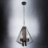 Luxury Transitional Pendant, Matte Black and Wood, ULB2311
