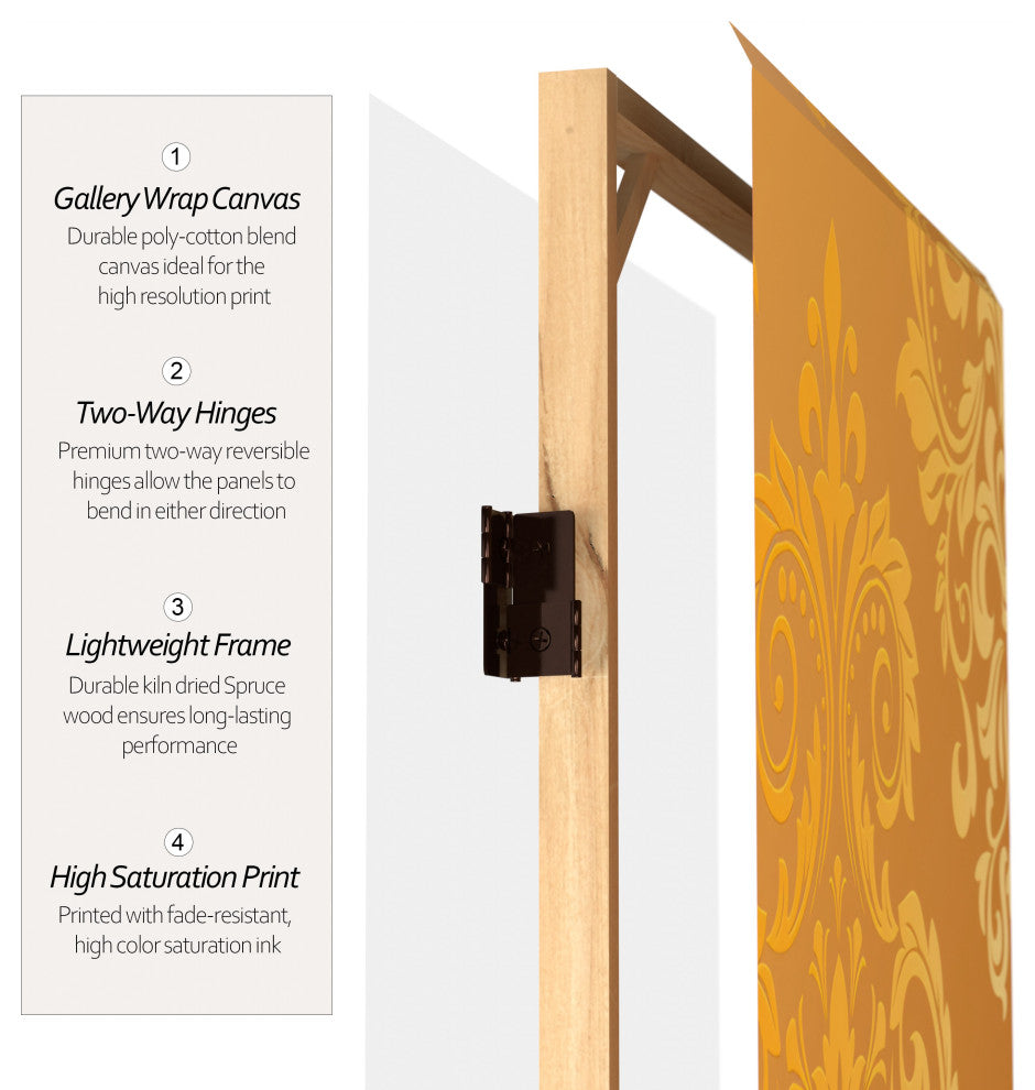 6' Tall Double Sided Baroque Wallpaper Canvas Room Divider