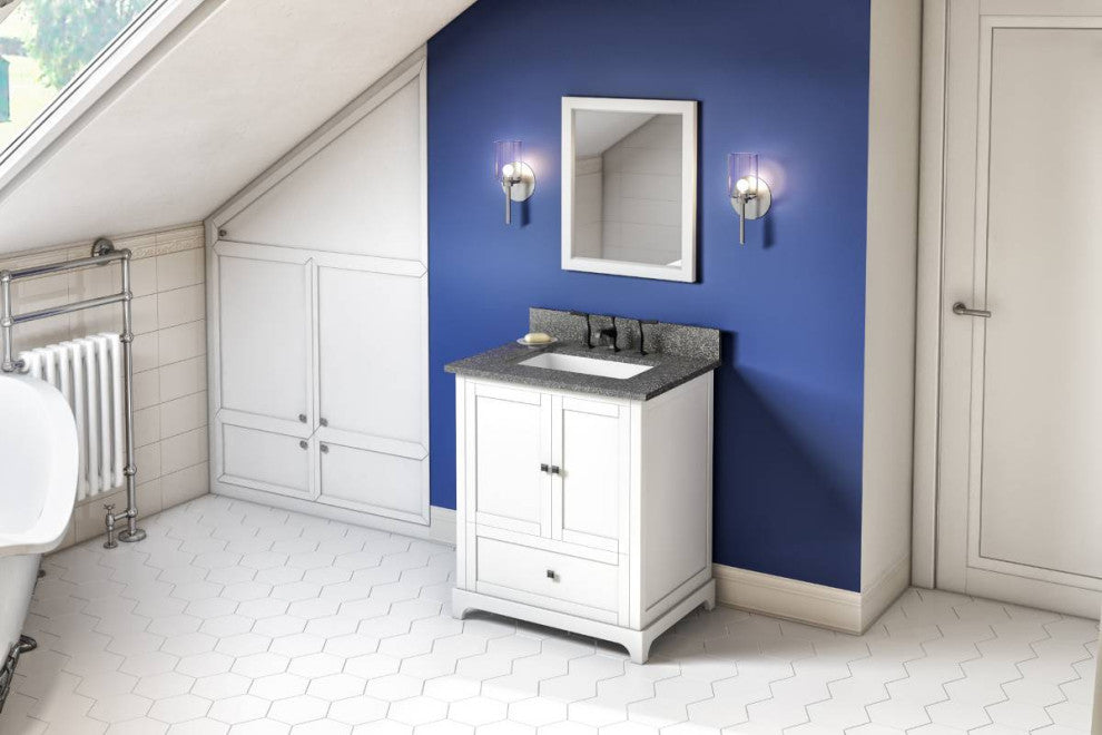 Addington Modern 30" White Vanity, Boulder Cultured Marble Vanity Top