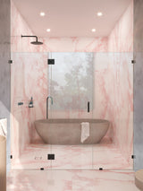 78"x55" Frameless 3 Panel Inline Shower Door, Matte Black