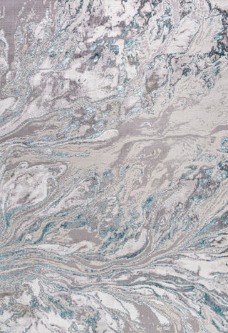 Swirl Marbled Abstract Area Rug, Gray/Turquoise, 5 X 8