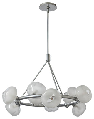 Ume 9-Light Ring Pendant, Sterling, Frosted Glass
