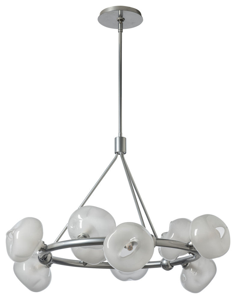 Ume 9-Light Ring Pendant, Sterling, Frosted Glass