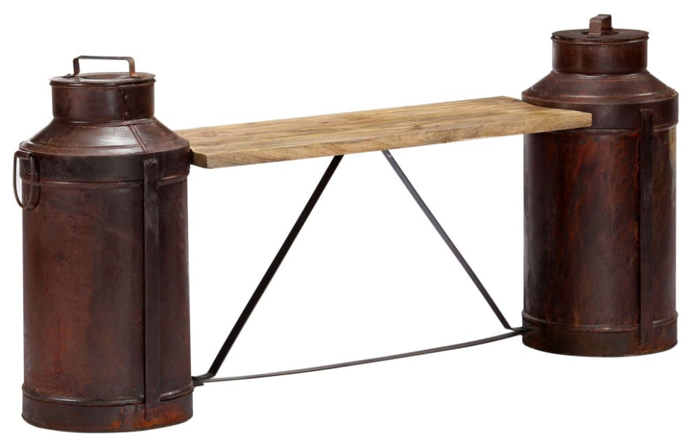 Vidaxl Milk Bottle Bench 59.1"x13"x25.2" Solid Mango Wood