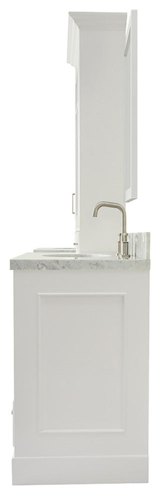 Ariel Stafford 85" Rectangle Sinks Bath Vanity Carrara Marble Espresso