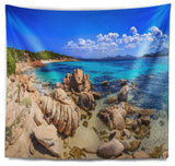 Coastline Panorama Beach Photography Wall Tapestry, 39"x32"
