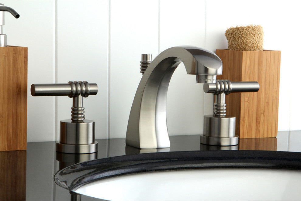 Kingston Brass Widespread Bathroom Faucet With Brass Pop-Up, Brushed Nickel