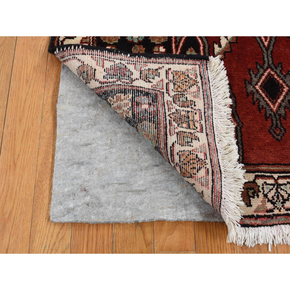Barn Red New Persian Mazlagan Design Pure Wool Hand Knotted Rug 3'6" x 4'8"