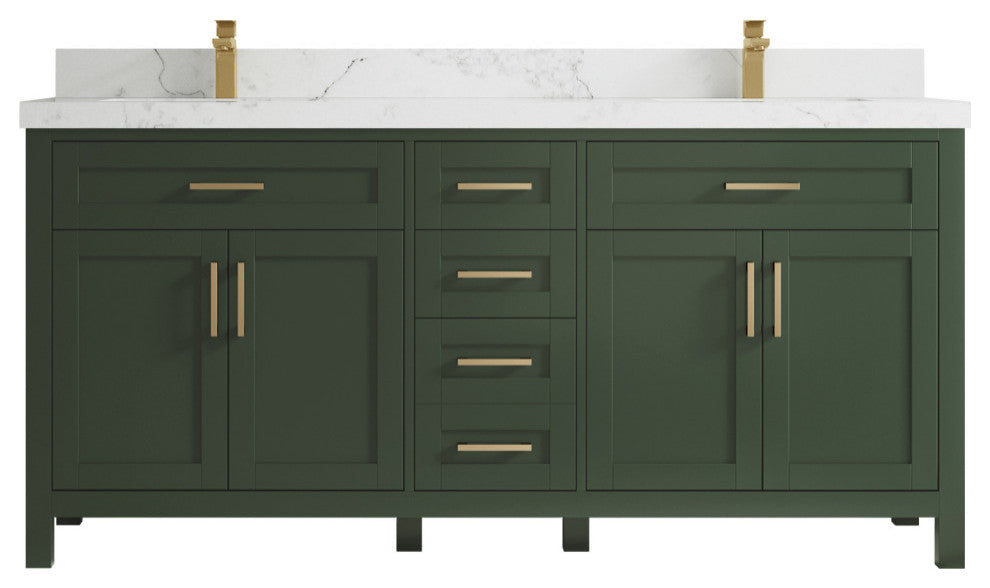 Cambridge 72 Double Sink Bath Vanity in Pewter Green 2" Calacatta Nuvo