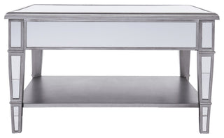 29" Silver Mirrored Glass Square Coffee Table