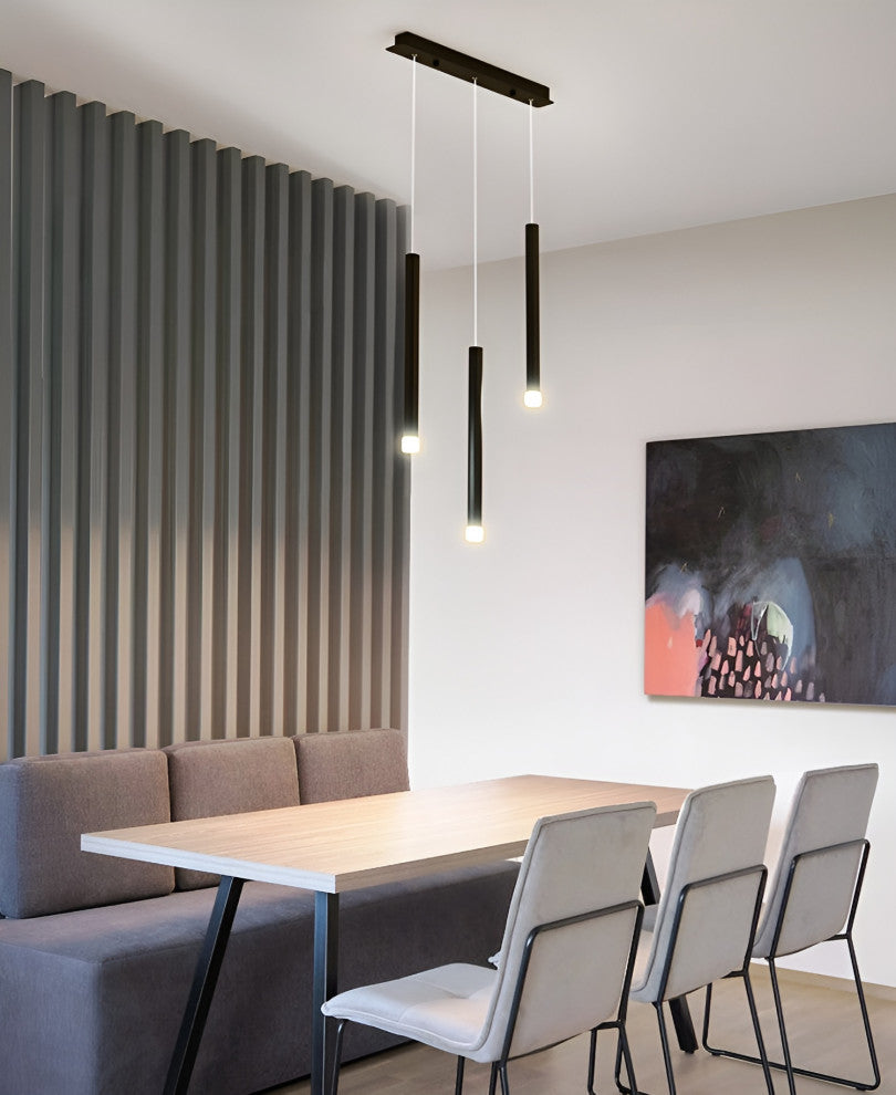 Burgdorf | Black Pendant Lamp in a Nordic Style for Kitchen, 3 Heads Black, Cool Light