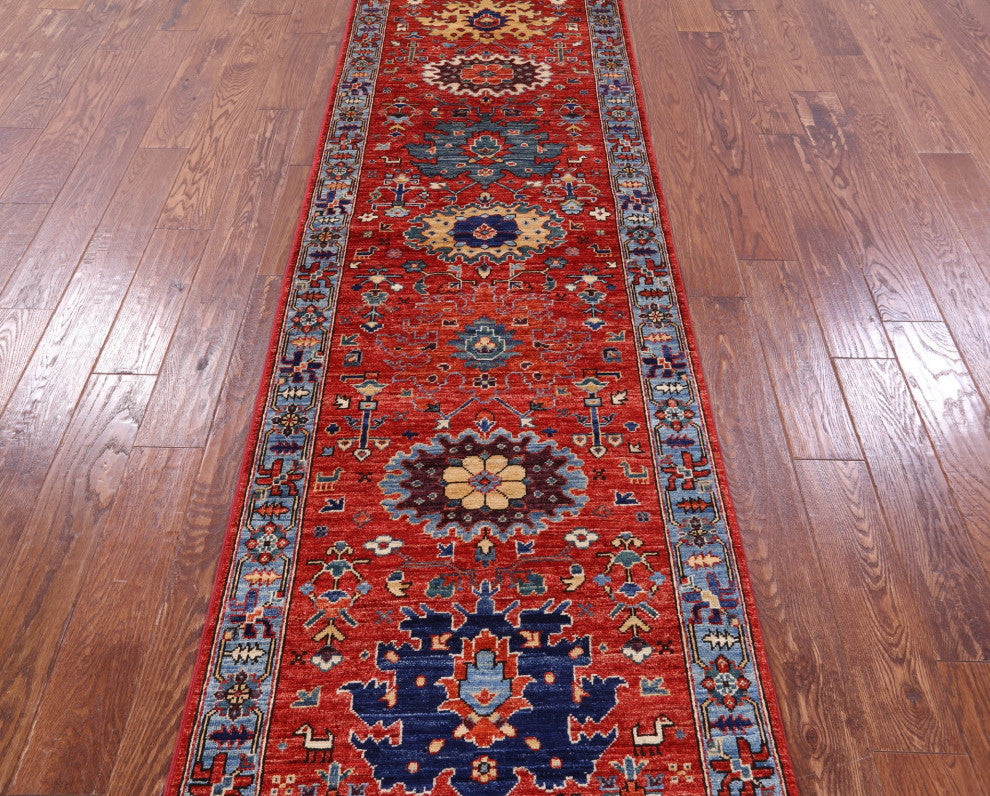 2' 8" X 8' 7" Runner Persian Fine Serapi Handmade Wool Rug - Q12452