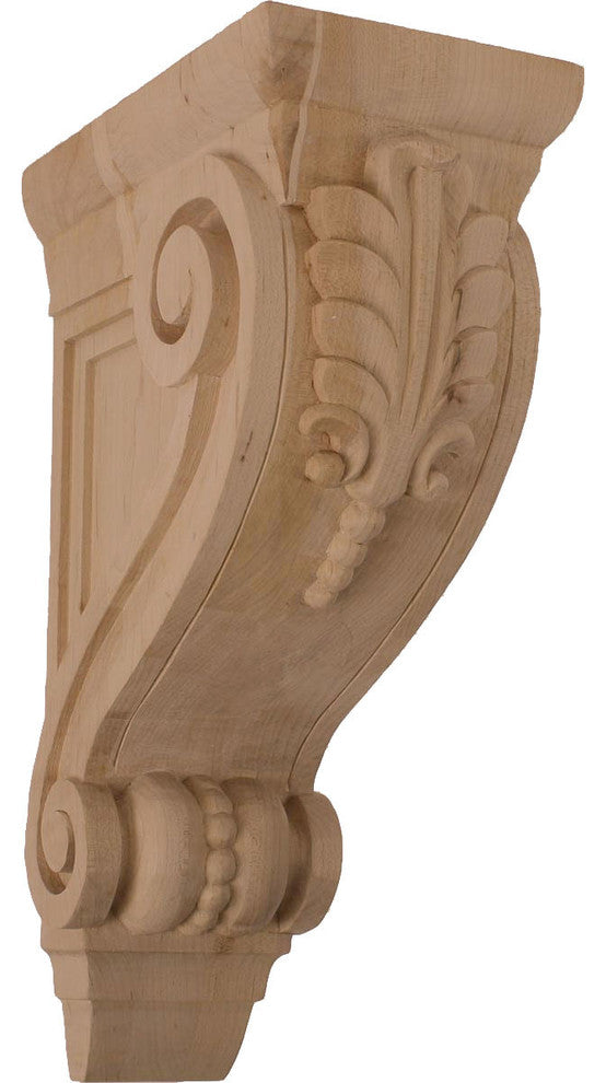 4 3/4"W x 8"D x 13 1/4"H Large Fig Leaf Corbel, Alder
