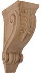 4 3/4"W x 8"D x 13 1/4"H Large Fig Leaf Corbel, Alder