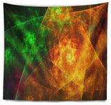 Yellow Rotating Polyhedron Abstract Wall Tapestry, 92"x78"