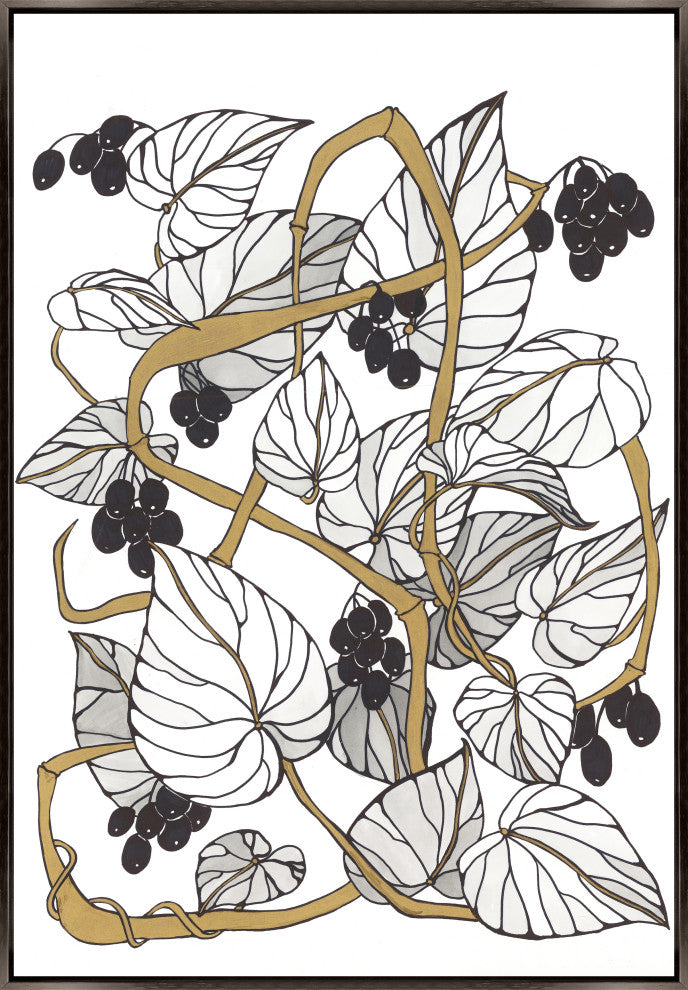 36x53 Intertwined Gold II, Framed Artwork, Espresso