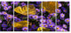 Little Purple Flowers and Yellow Leaves, Floral Canvas Print, 60"x28", 5 Panels