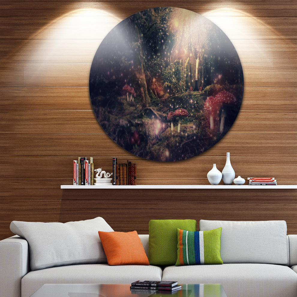 Abstract Collage Art, Abstract Digital Art Round Wall Art, 36"