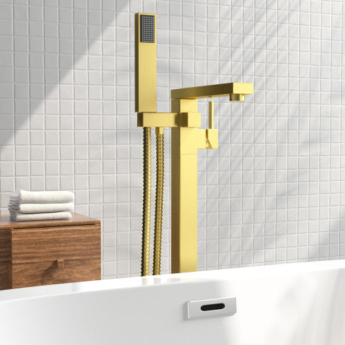 Givingtree Single Handle Floor Mounted Freestanding Tub Filler,Gold