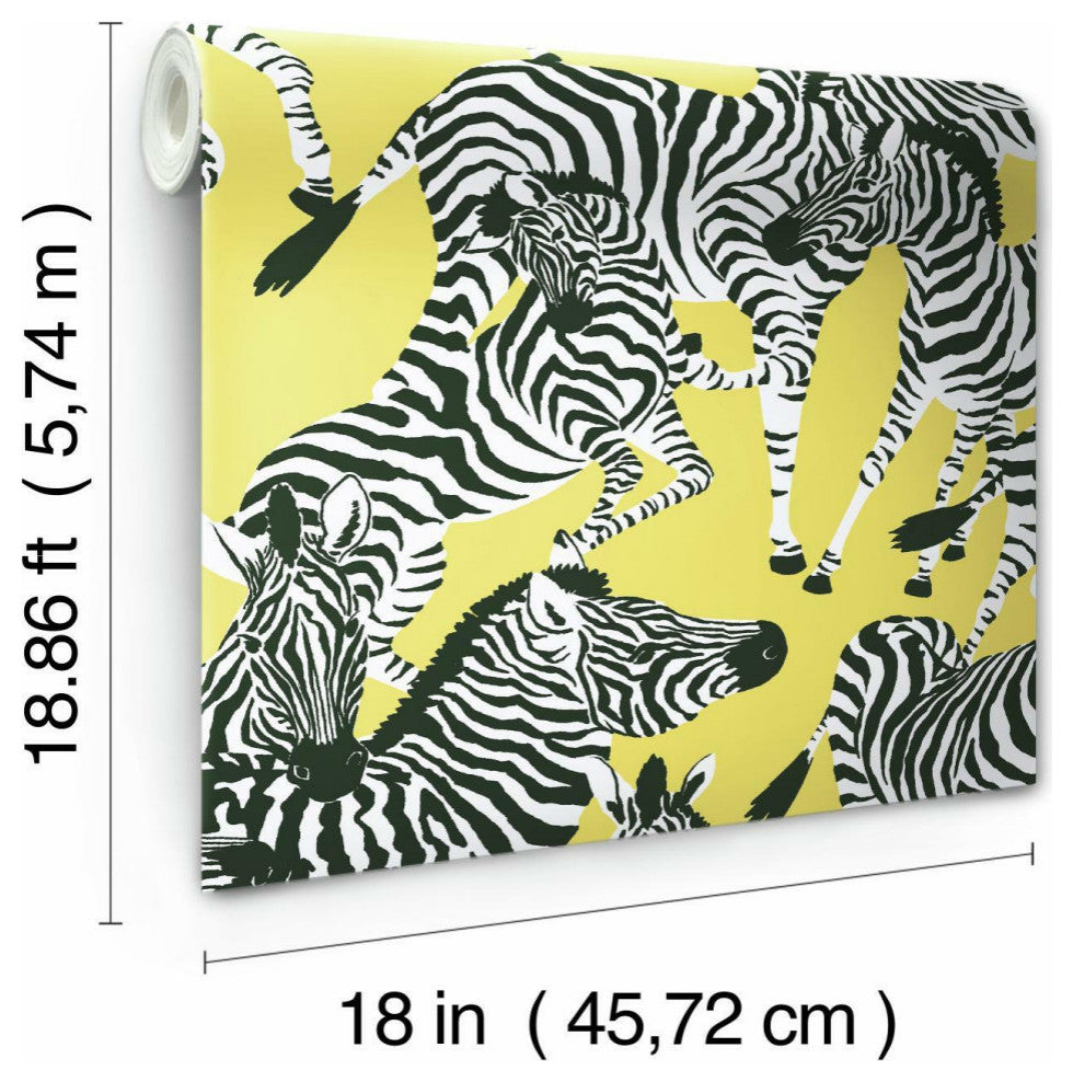 Yellow & White Herd Together Peel & Stick Wallpaper