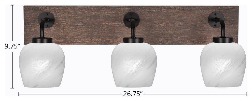 Oxbridge, Bath Bar, Matte Black & Painted Distressed Metal, 6" White Marble