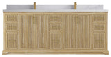 Alys Teak 84 Double Sink Bathroom Vanity Whitewashed 2" Calacatta Nuvo