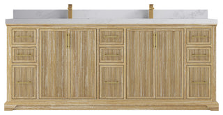 Alys Teak 84 Double Sink Bathroom Vanity Whitewashed 2" Calacatta Nuvo