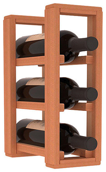 3-Bottle Counter Top/Pantry Wine Rack, Redwood, Unstained