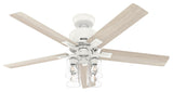 Hunter 52" WiFi Techne Ceiling Fan, LED Kit, Remote, Matte White