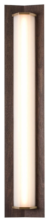 Penna 40 LED Sconce, Bright White, Brushed Brass/Dark Stained Walnut, 120v