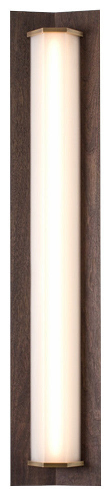 Penna 40 LED Sconce, Bright White, Brushed Brass/Dark Stained Walnut, 120v