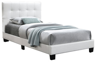Faux Leather Upholstered Bed, White, Full