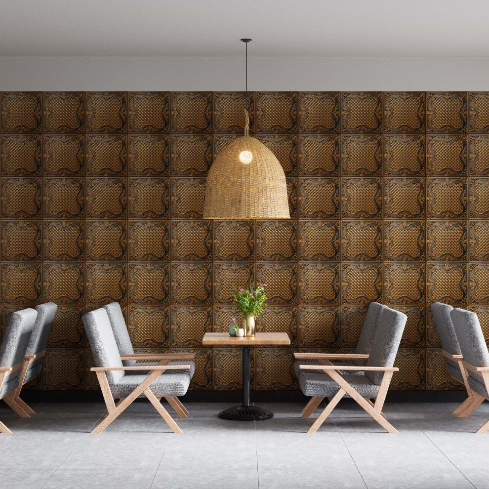 Antique Gold 3D Ceiling Panels, 2'x2', 40 Sq Ft, Pack of 10