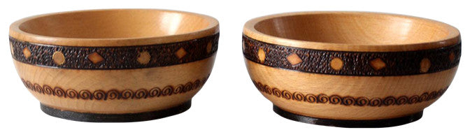 Consigned, Vintage Wooden Bowls Pair