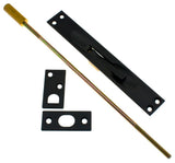 Genuine Solid Brass Extension Flush Bolt UL Standard 12" Rod, Matte Black