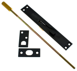 Genuine Solid Brass Extension Flush Bolt UL Standard 12" Rod, Matte Black