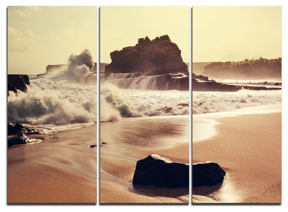 "Java Beach With Foaming Waters" Metal Wall Art, 3 Panels, 36"x28"