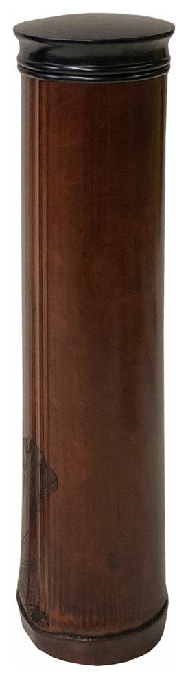 Chinese Bamboo Carved Scenery Column Shape Incense Holder Display Art Hws1743B