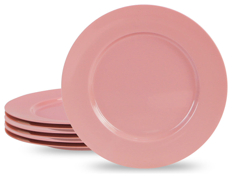 6-Piece Melamine Dinner Plate Set, Pink