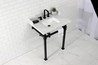 Kingston Brass LMS30MSQ0 30" Carrara Marble Console Sink, Legs