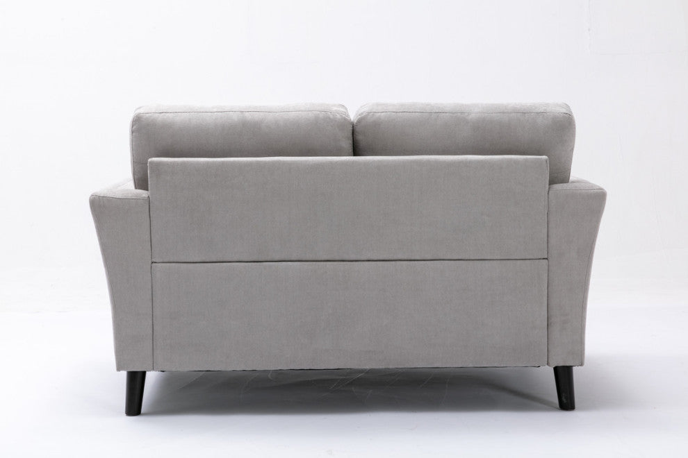 Damian Woven Fabric Loveseat, Light Gray